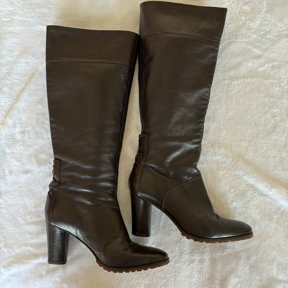 French Connection Shoes - FRENCH CONNECTION Brown Leather Knee High Fashion Boots--6.5--EUC